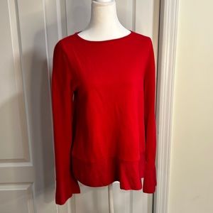 Beautiful gently used Ann Taylor Red shirt with bell sleeves and round neck